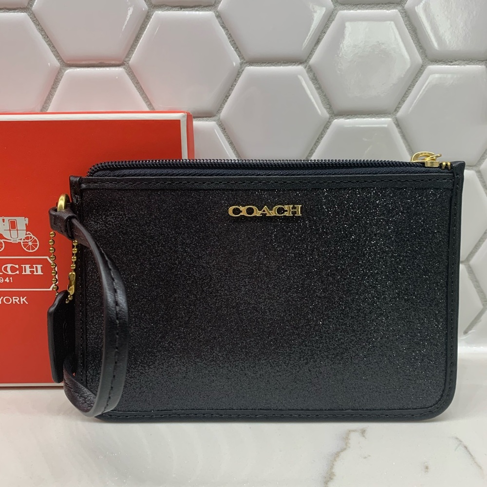 NEW Coach black glitter wristlet.
